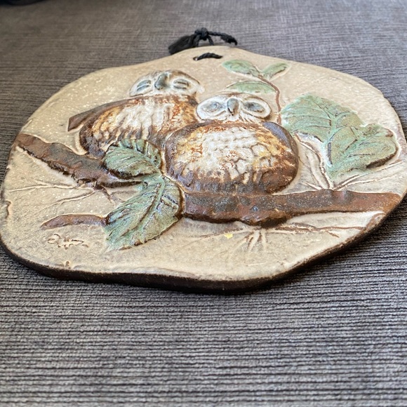Vtg MCM Owl clay wall hanging/shelf display As Is. - Picture 4 of 6